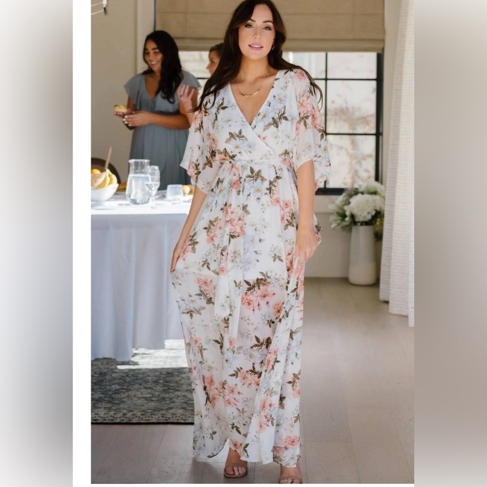Baltic Born Floral Maxi Dress in White and Pink
